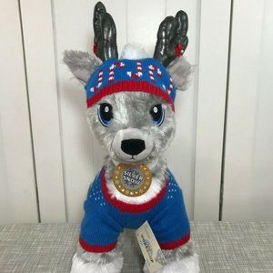 Build a Bear Silver Snow Gray Reindeer w/ NEW Merry Mission Hat & Sweater Set